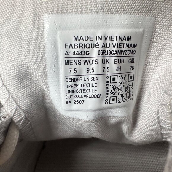 ⭐Converse Chuck 70 Metallic Tweed Low Sz 7.5 Men's Shoes Sneaker Silver A14443C - Picture 8 of 9